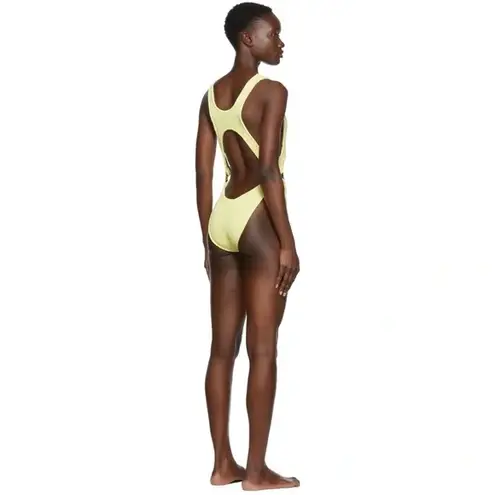 Rielli Lagos Textured Cut Out One Piece Swimsuit in Yellow NWOT Size M/L