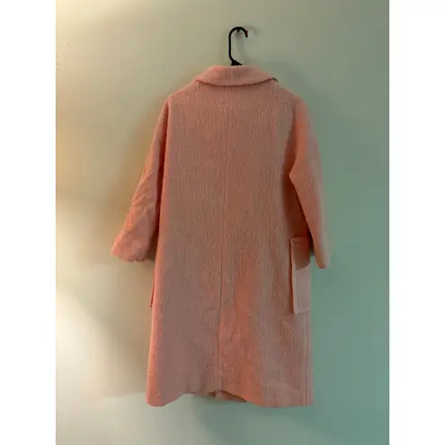 Vintage Pink Textured Coat with Large Pockets | Mid Century Mod Style | Size M Size M