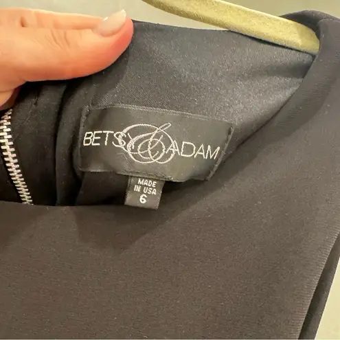 Betsy and Adam Betsey & Adam Black Tan Chevron Stripe Semi Sheer Waist Fit & Flare Dress