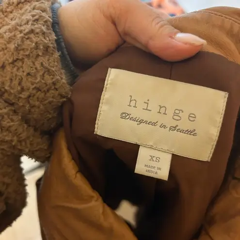 Hinge Tan Ruched Leather Jacket