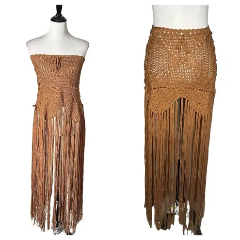 Love Sense Crochet Skirt or‎ Top Swimsuit Beach Cover Up Festival Women Size M Brown Size M