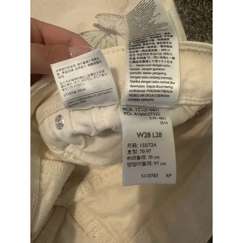 Levi's 501 White High Rise Straight Leg Butterfly Jeans Size 28