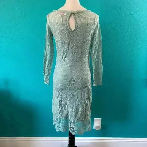 NWT Myntra All About You Green Lace Overlay Long Sleeve Midi Dress Size S Blue