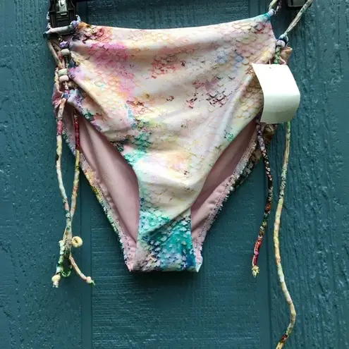 Rachel Roy Luminous Snake Print Bikini Bottoms S