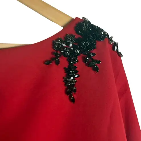 Marchesa Notte Red Embellished Cape V