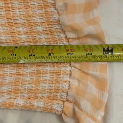 Madden NYC Peach Check Pullover Smocked Dress Size Small Orange