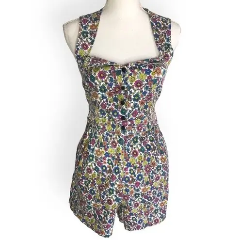 Cultured’Amour Vintage Ditsy Floral Button Front Romper Size L