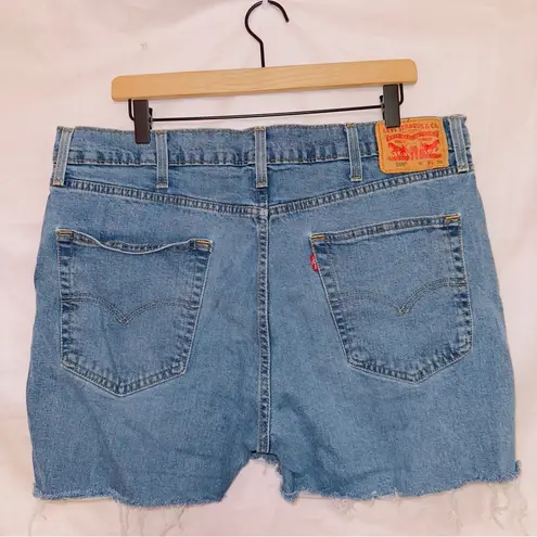 Levi's  550 Medium Wash Denim High Waisted Cut Off Jean Shorts