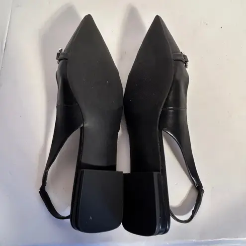 BP Black Pointed Toe Slingback Flats Embellished Chain Women Size 8M