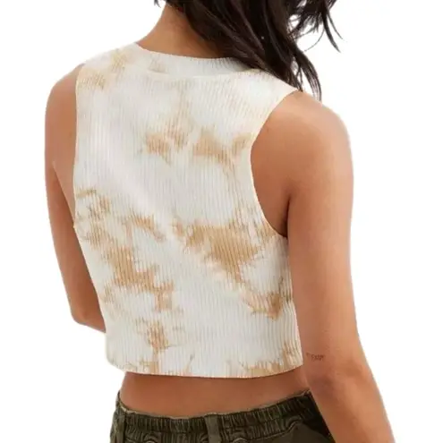Aerie New  Women’s Rebel Cropped White Beige Tie Dye Tank Top Sz Small 4/6