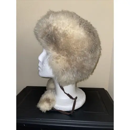 Saint Laurent Vintage YSL Yves  fur‎ bonnet hat with pompoms One Size