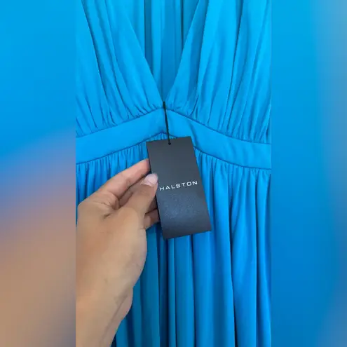 NWT Halston Heritage Ashley Azure Royal Blue Plunge Maxi Dress Size 6