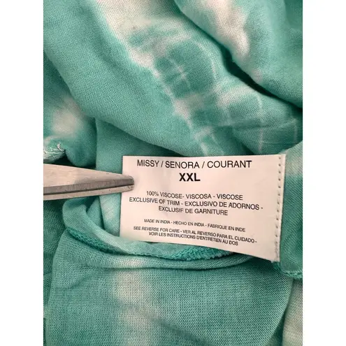 Bandolino Green Tie Dye V Neck 3/4 Sleeve Bohemian Tunic Size XXL retro