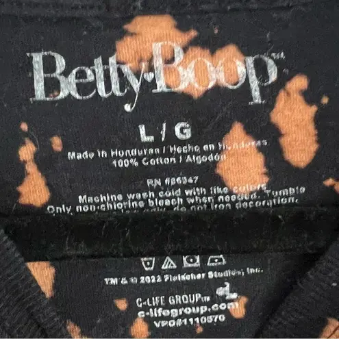 Betty Boop Born To Rule Flame Motorcycle Bleach Crop Tee Graphic Y2K Retro L