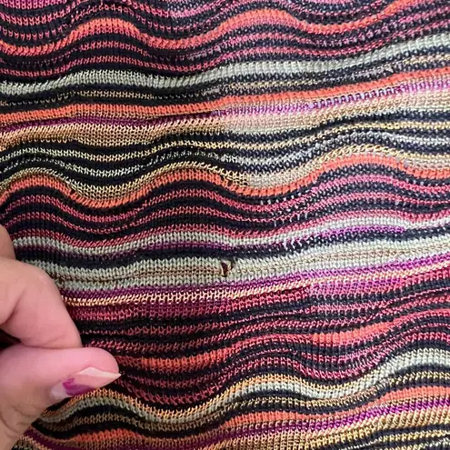 Missoni Wavy Chevron Print Open Knit Button Front Cardigan Size 4 Maroon Orange