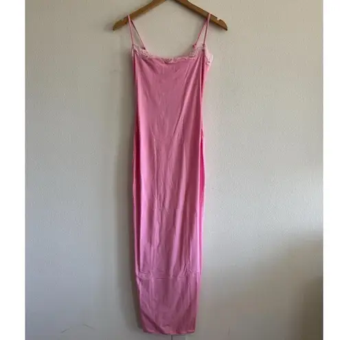 SKIMS Fits Everybody Lace Long Slip Dress in Bubblegum Tonal, Size Small
