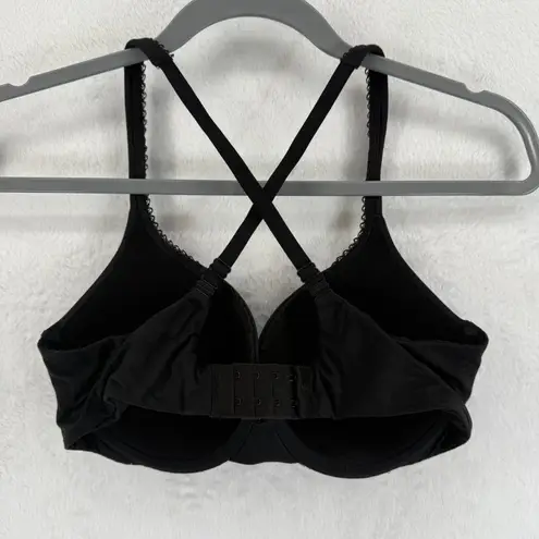 Victoria's Secret  Body‎ Perfect Shape Black Bra 34D Crossback Lace Trim