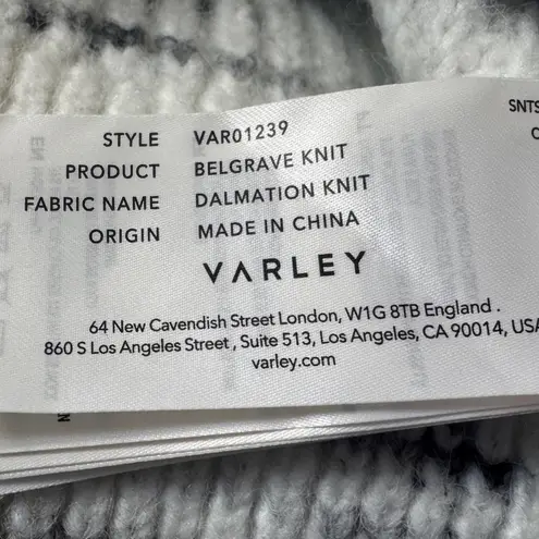 Varley Belgrave Knit Sweater Dalmatian knit egret charcoal size small
