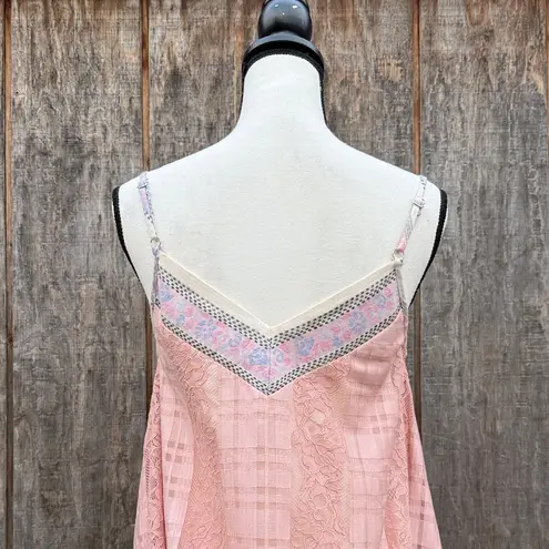 Tassels N Lace Elegant Asymmetrical Pink Dress Lace Gingham Embroidered Trim and Top Size Sm