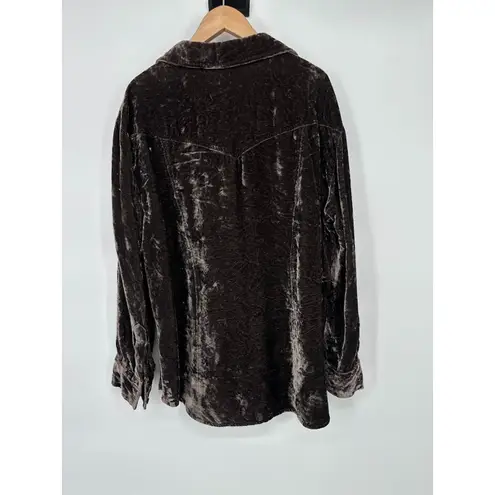 J Jill Women Velvet Ruffle Top Petite M PM Boho Dark Academia Whimsigoth Witchy Brown Size undefined