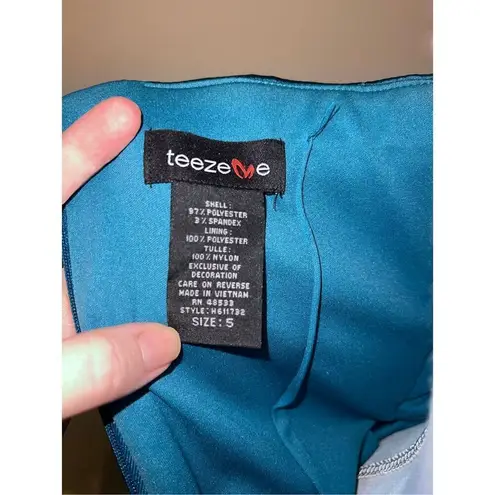 Teeze Me Vintage y2k Tube Top Teal Party Cocktail Mini Dress 5
