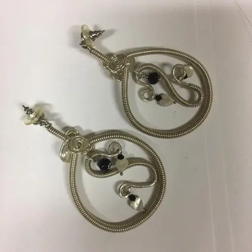 Costume Earrings Pierced Large Silver Tone Dangle