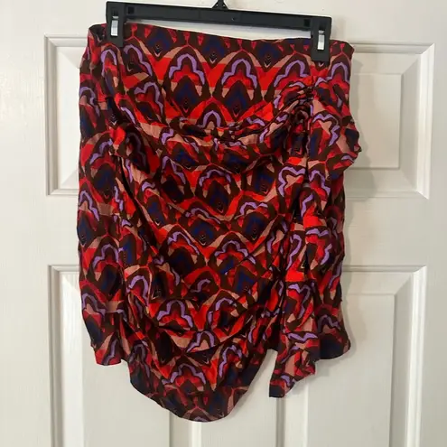 Dolan from Anthropologie red asymmetrical ruffle patterned skirt, size small - Image 6