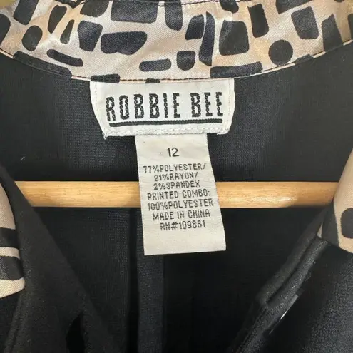Robbie Bee NWT Shirt Dress Womens 12 Black Contrast Collar Modest Church Mod