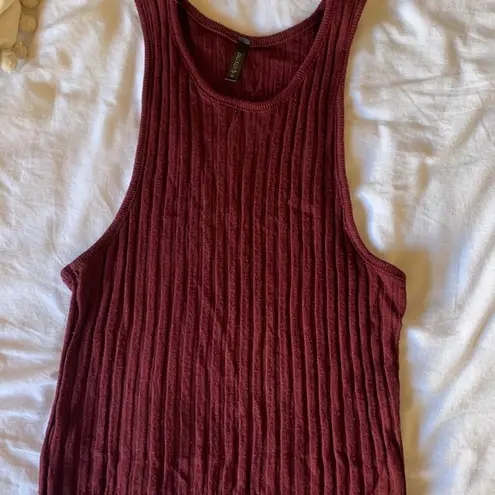 Full Tilt Ribbed Knit Maroon Tank Top