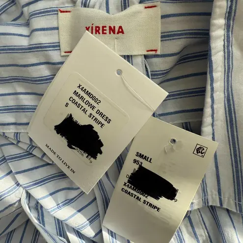 Xirena Marlowe Coastal Stripe Midi Shirt Dress Women Small White Blue Preppy NWT