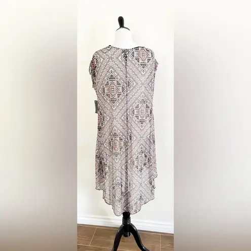 Chic Geometric Print Tunic Top Pink Size M