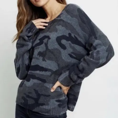 Rails Louie Cashmere Merino Wool Blend Sweater Charcoal Gray Camo