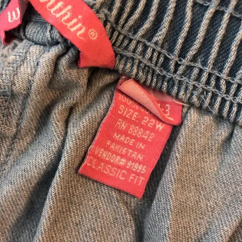 Woman Within Jeans Elastic Waist Pull On Cotton Classic Fit Tapered 22W