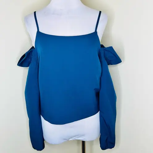 Romeo + Juliet Couture NWT Romeo + Juliet Cold Shoulder Top MEDIUM Ink Blue Ruffle Square Neck Summer