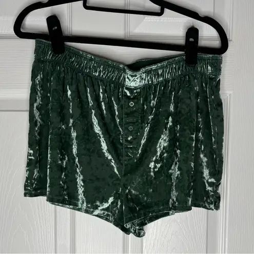 PINK - Victoria's Secret VICTORIAS SECRET PINK Green Velvet Sleep Shorts Button Front Elastic Waist M