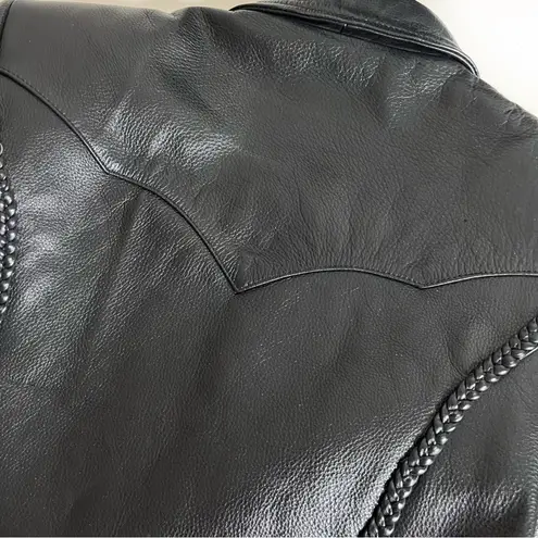 FLYING BIKES Oakwood Black Leather Moto Jacket Motorcycle Womens Size Medium
