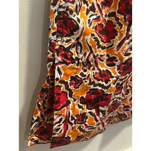 Marni Women's S Orange Multi Floral Blouse Short Sleeve Top