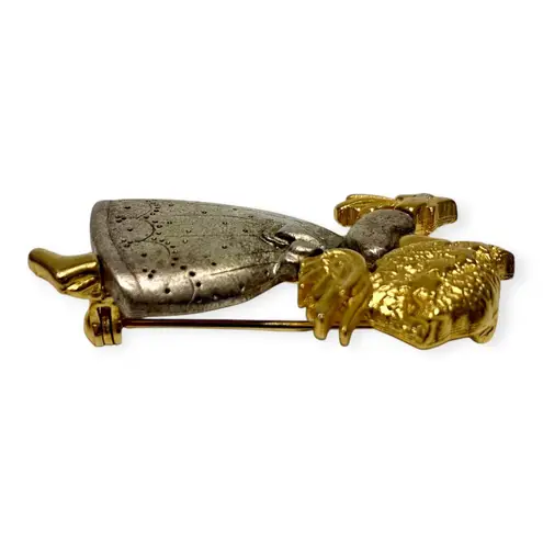 Vintage Danecraft Angel Pin Brooch Gold & Silver Tone Celestial Shooting Star