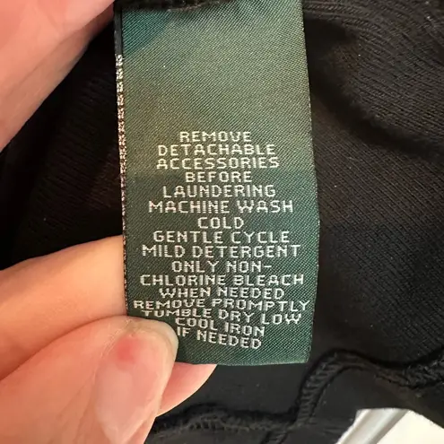 Lauren Ralph Lauren Shirt Dress Tie Belt Women’s Size Large L Solid Black Cotton