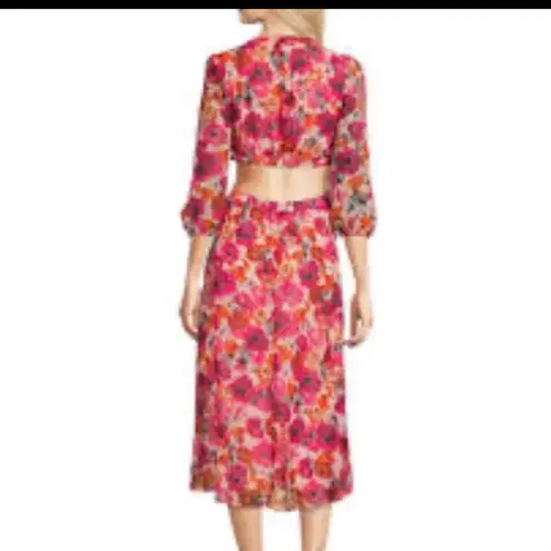 Julia Jordan Pink Floral Cutout Back Midi Dress Size 14
