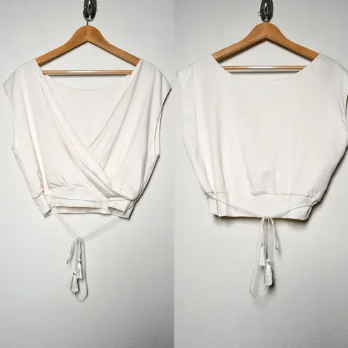 Travis Mathew Dwelling Tencel Wrap Crop Top Ivory Women’s Large