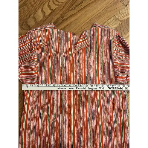 Vtg 1960's Polly Hornburg Original "Calypso" Silk Belted Dress 12 Red Stripe