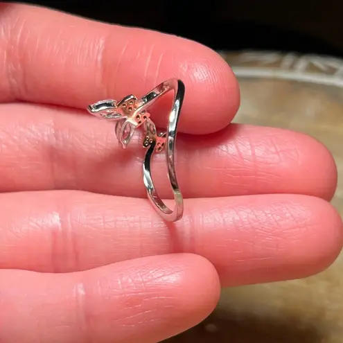 Sterling Silver IBB CN CZ Butterfly 925  & Rose Gold Bypass Ring