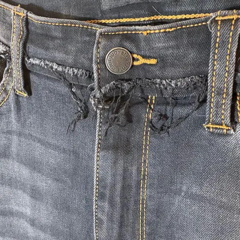 Judy Blue Slim Bootcut Jeans Faded Washed Black Distressed Hem Size 13/31