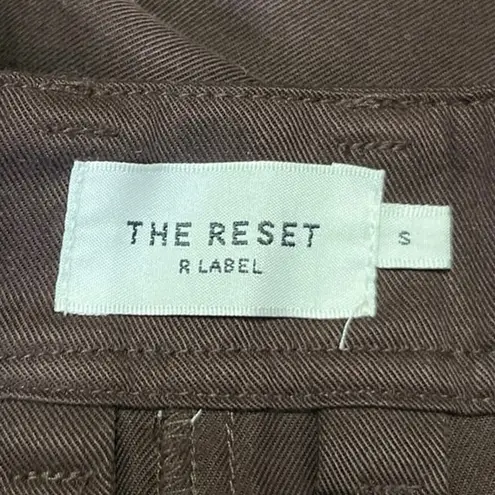 The Reset Brown Pleated Straight Wide Leg High Rise Crop Trousers Dress Pants S