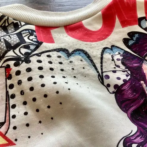 Comic Print Lightweight Bomber Jacket White Size M