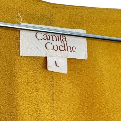 Camila Coelho Revolve Gabriella Mustard Yellow Satin Set Kaylee Skirt