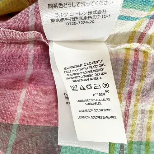 POLO Ralph Lauren Madras Plaid Ruffle Midi Dress Size US 2 Boho Cottagecore