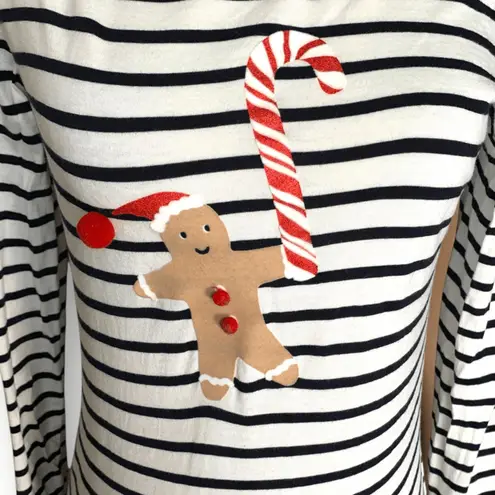 Boden Gingerbread Candy Cane Holiday Stripe Long Sleeve Top Size 4 Festive White