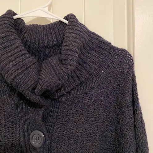 Nine West NWOT  women’s dark blue wool blend thick knit button cowl sweater large